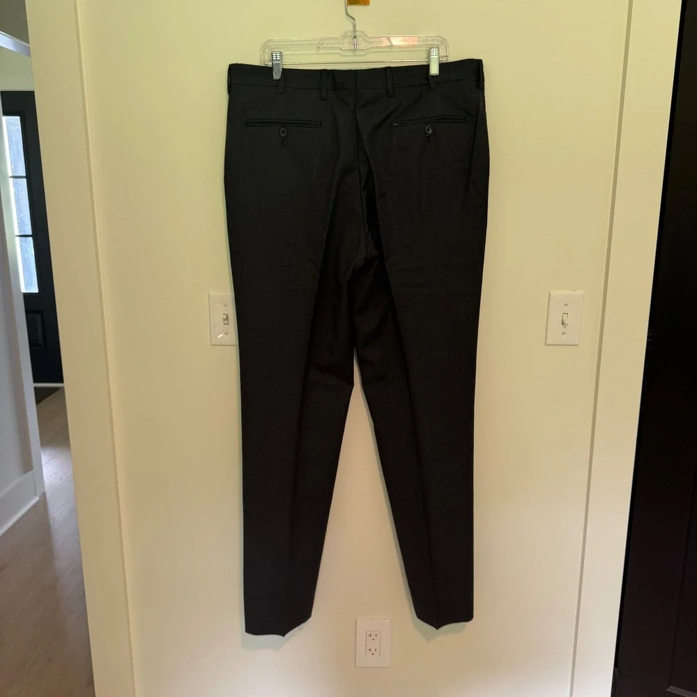 Paul Fredrick Mens Charcoal‎ Gray 100% Wool Flat Front Dress Pants Size 38R